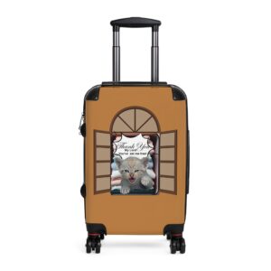 Cat Thankful Suitcase — Funny 'Thank God, You've Set Me Free' Travel Luggage