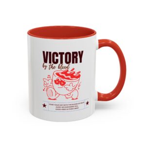 “Victory by the Blood” Accented Ceramic Faith Mug – Christian Coffee Cup